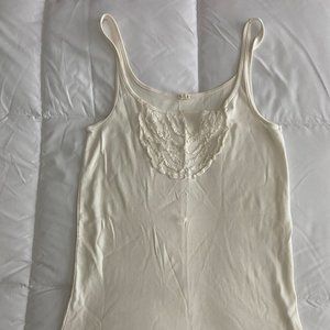 J CREW - CREAM RUFFLE TANK - XL